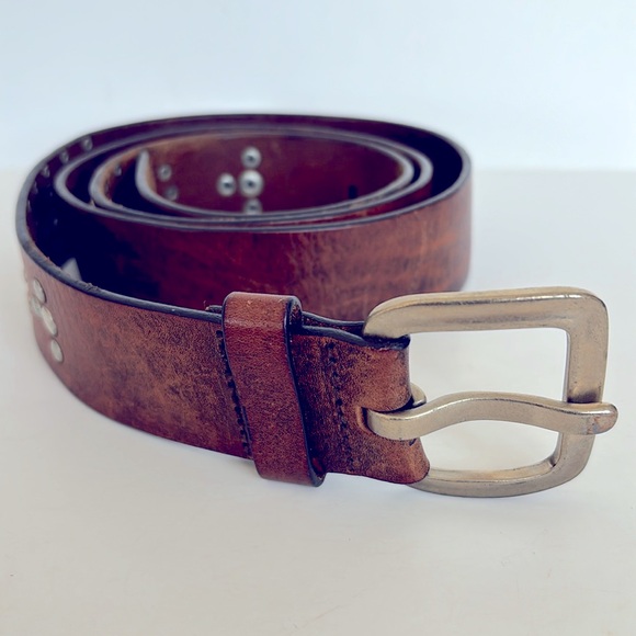 Silver studded cowhide leather belt size 2XL measure 45” long. - Picture 3 of 7